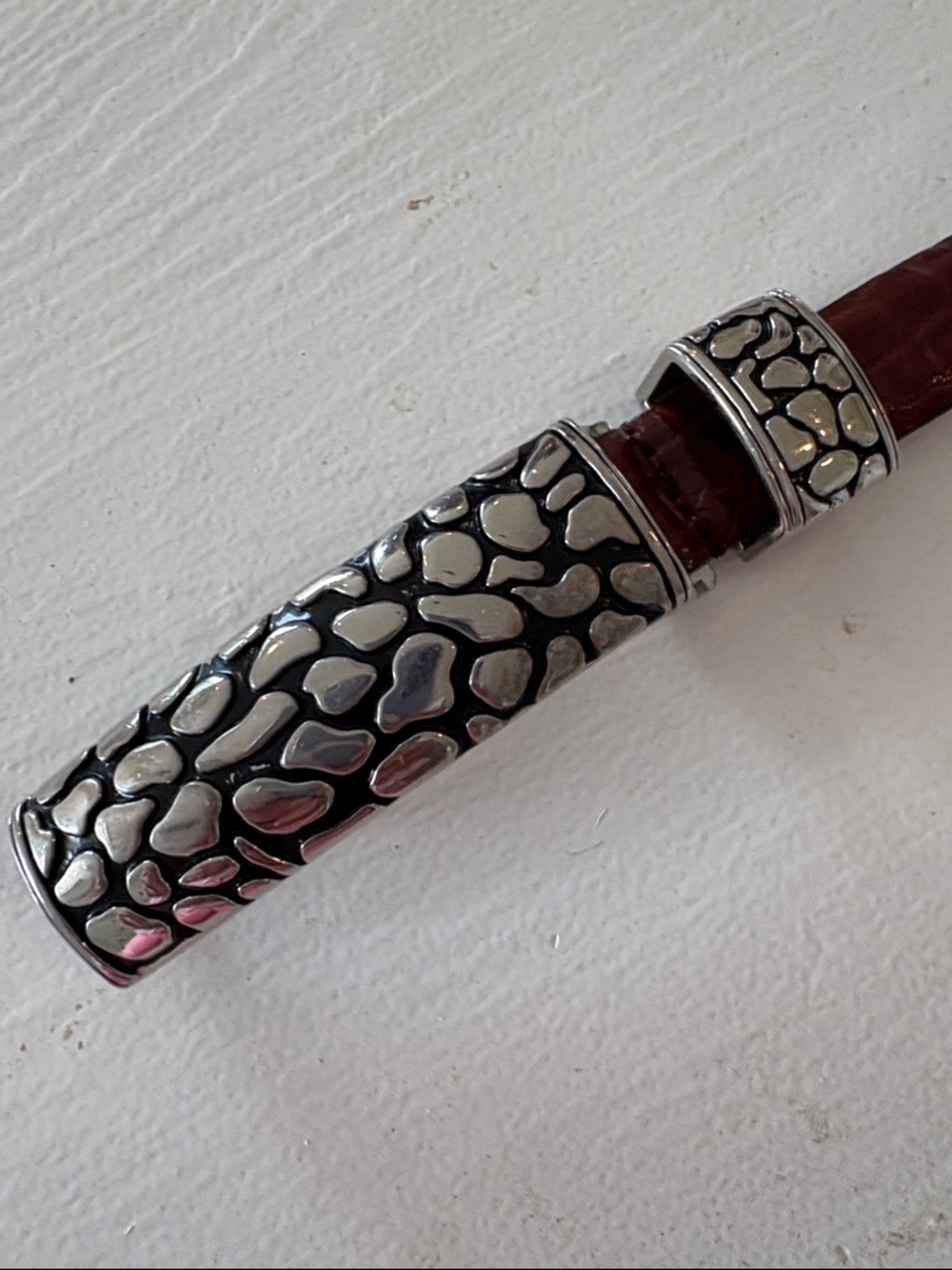 Captive Leather Belt/ Pewter Buckle